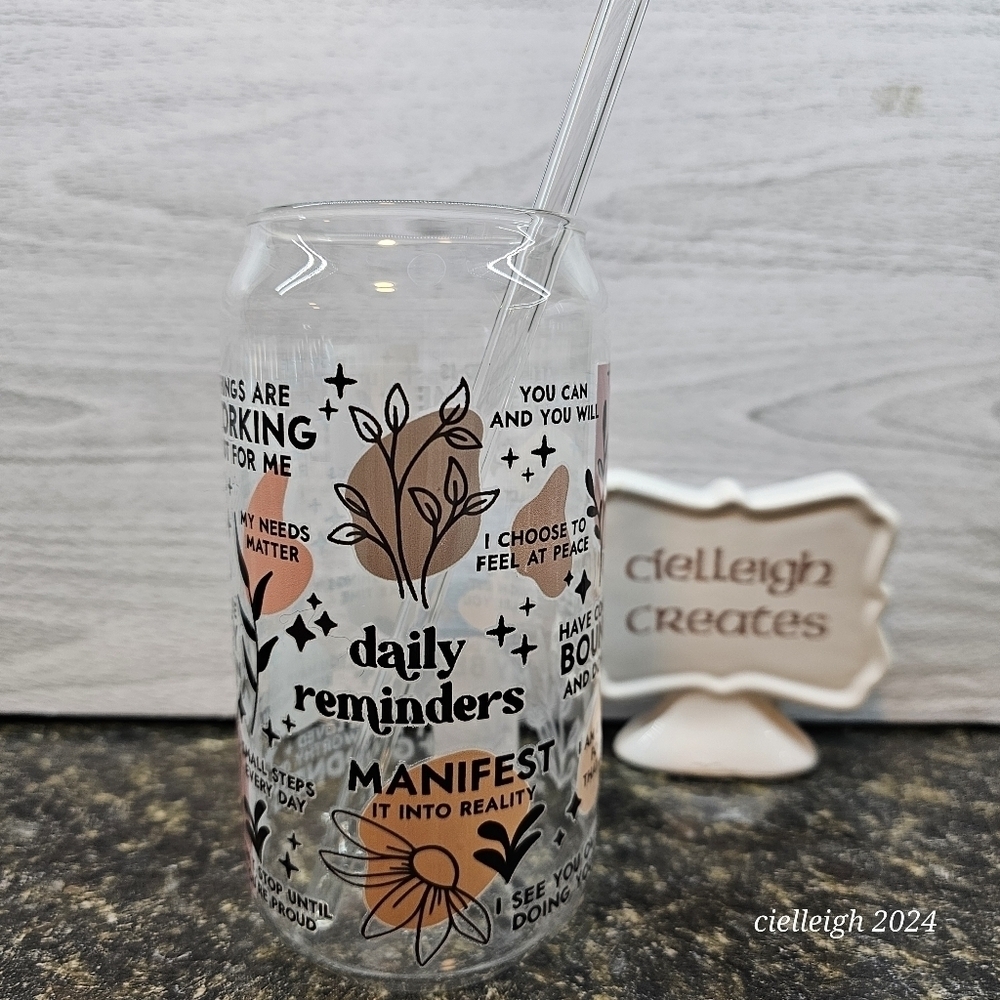 Daily Reminders Custim beer can glass